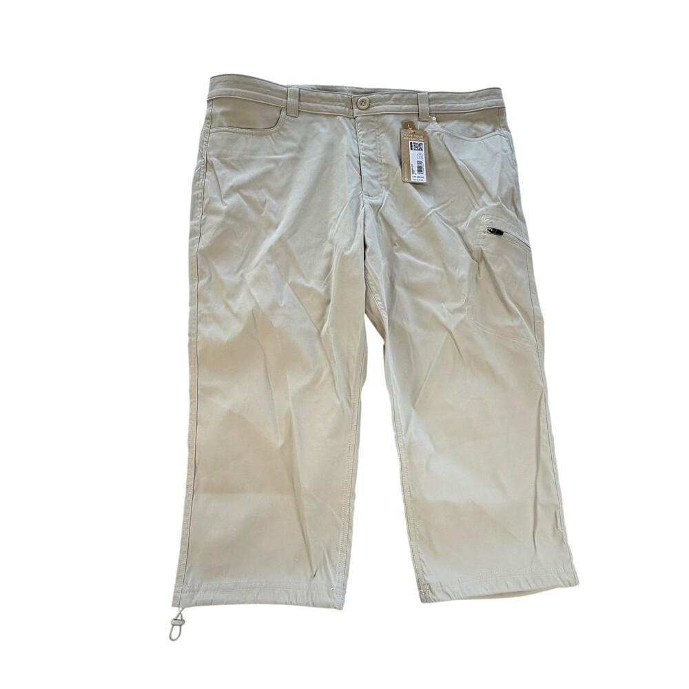 Eddie Bauer Capri Pants Womens 18 Beige WR Rainier Nylon Stretch UPF 50+ Hiking